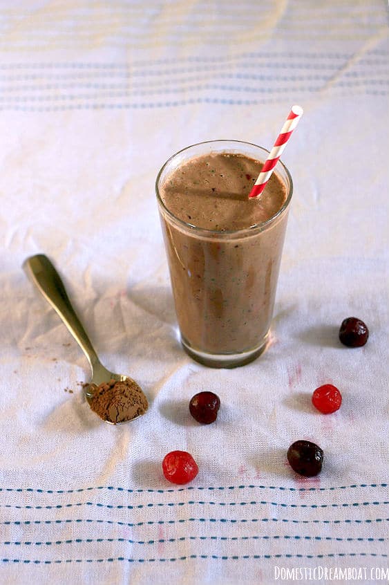 Heart Healthy Chocolate Cherry Smoothie - Domestic Dreamboat