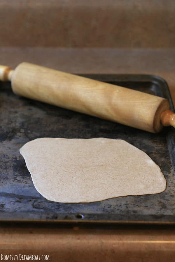 Whole wheat tortilla rolled dough