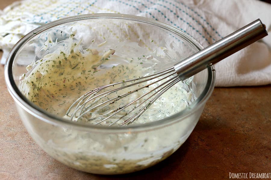 Ranch dressing in large bowl