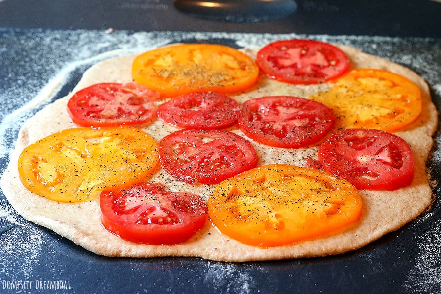 tomatoes on dough