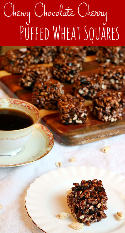 Chewy Chocolate Cherry Puffed Wheat Squares