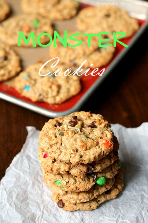 Monster Cookies - Peanut Butter Oatmeal Cookies with Chocolate Chips and M&M's