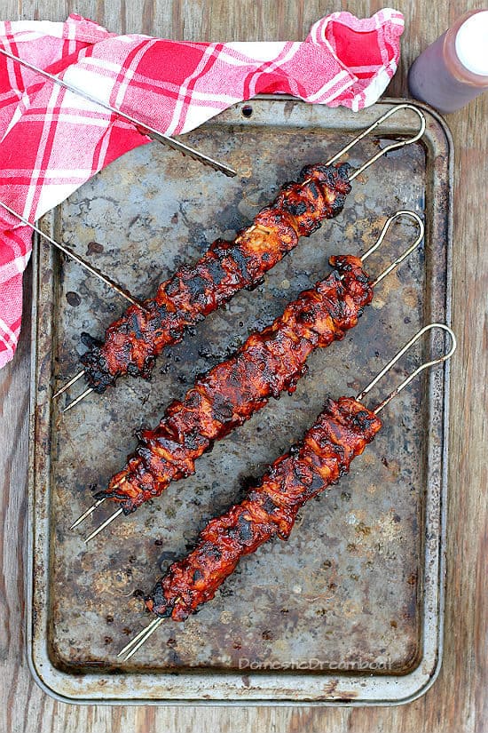 Barbecue Chicken Skewers with Homemade Barbecue Sauce