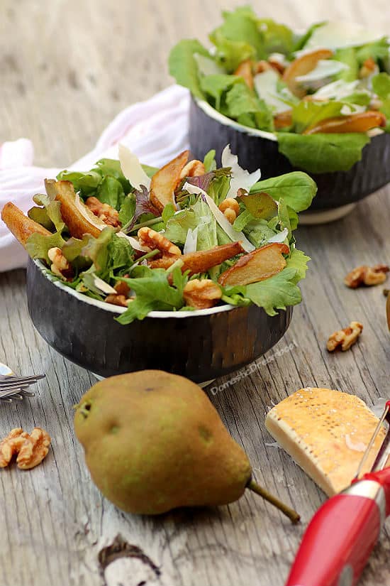 Roasted Pear Salad with Parmesan and Walnuts