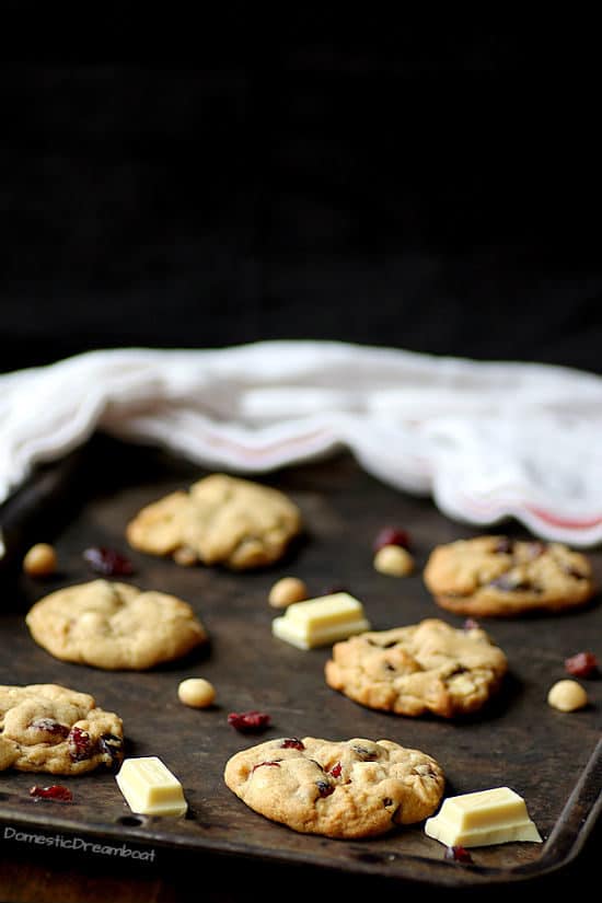 Cranberry White Chocolate Chip Cookies with Macadamia Nuts
