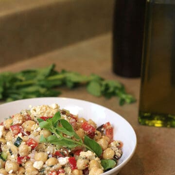 Greek style chickpea and quinoa salad