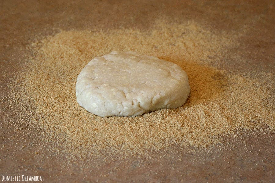 Pastry dough on graham wafer crumbs
