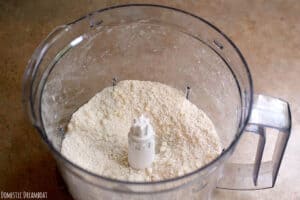 Ingredients to make pastry dough in a food processor