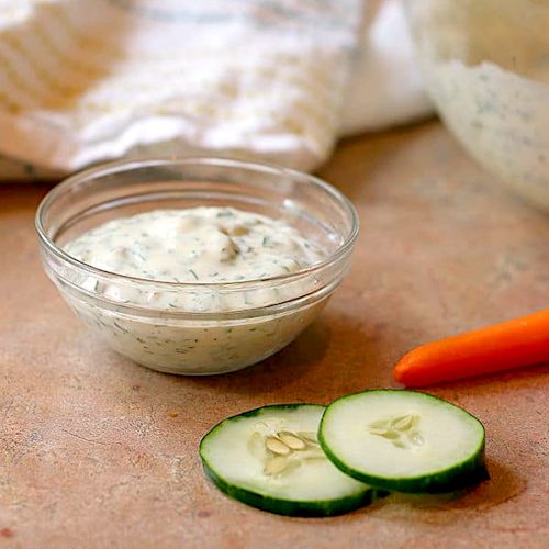 Ranch dressing with vegetables cropped
