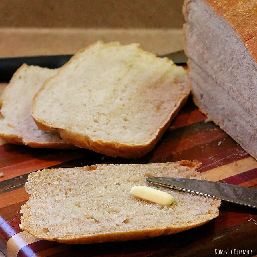 Buttered sourdough with watermark
