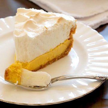 Lemon Meringue Pie on a White Plate