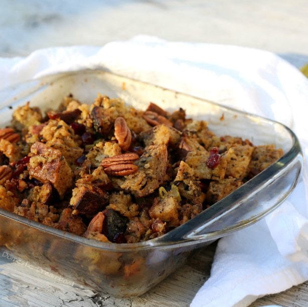 Bread Stuffing with Dried Cranberries and pecans 632x948 cropped