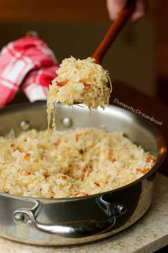 Lazy cabbage rolls on spoon