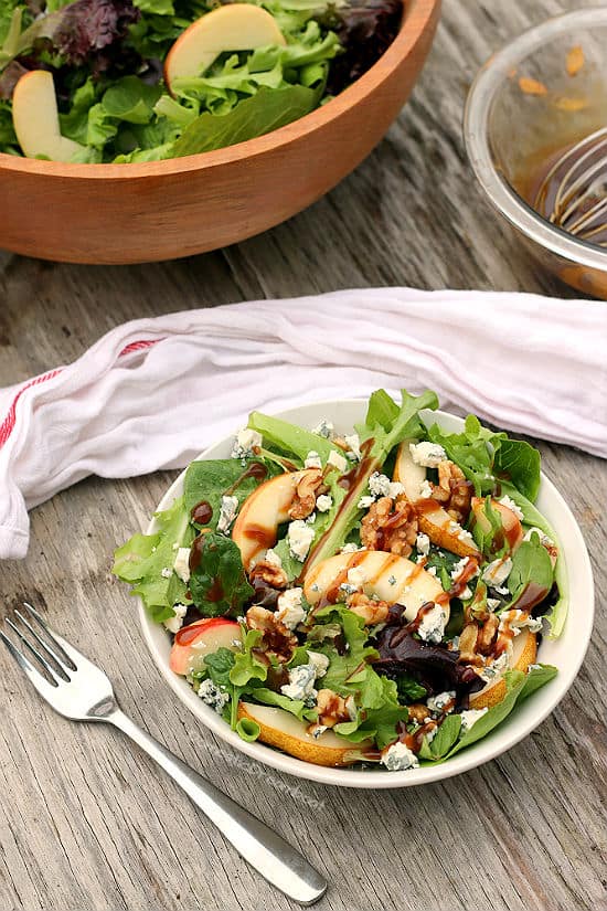 Apple and Pear Salad with Balsamic Maple Cinnamon Dressing