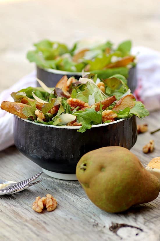 Roasted Pear Salad with Parmesan and Walnuts