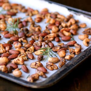 Sweet and Spicy Rosemary Roasted Nuts