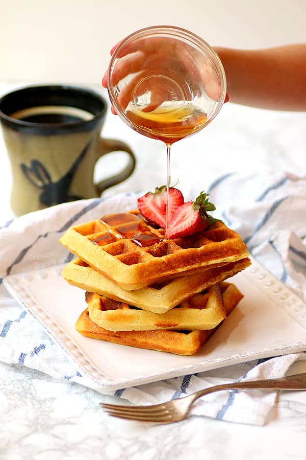 Corn Waffles with Syrup