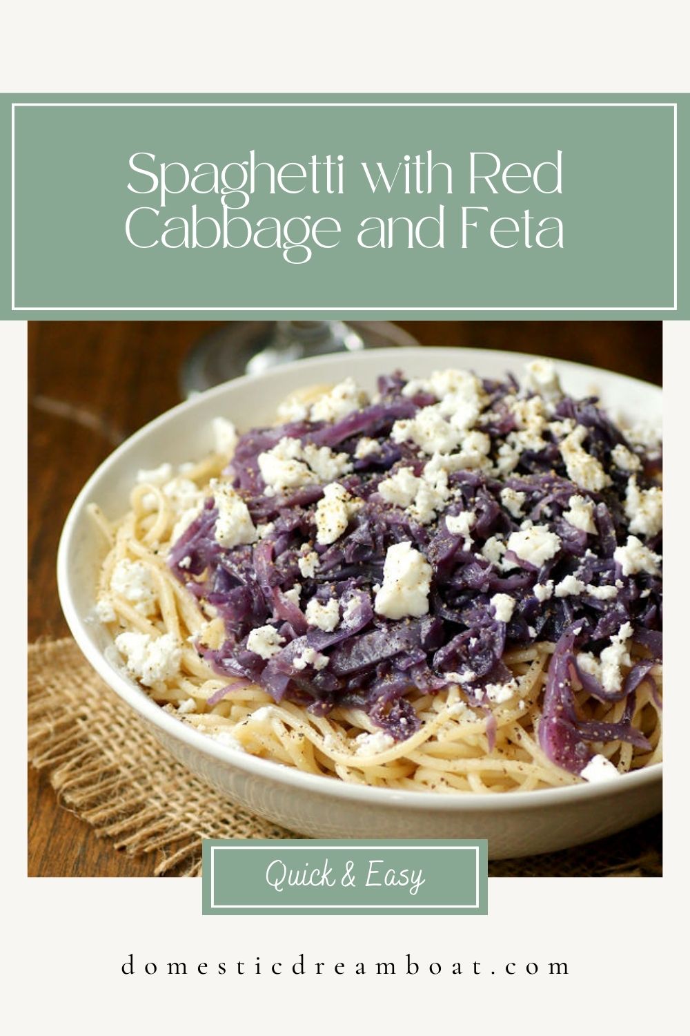 Spaghetti with Red Cabbage and Feta