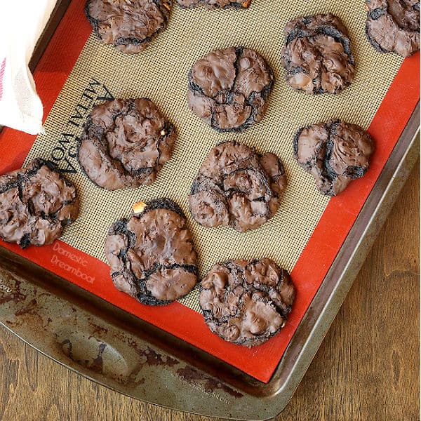 Flourless Triple Chocolate Cookies overhead cropped