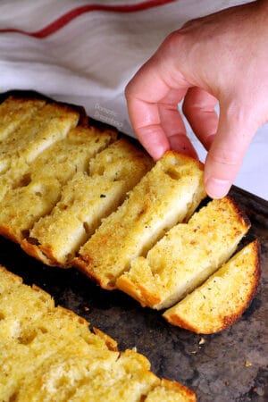 Garlic Bread with Hand