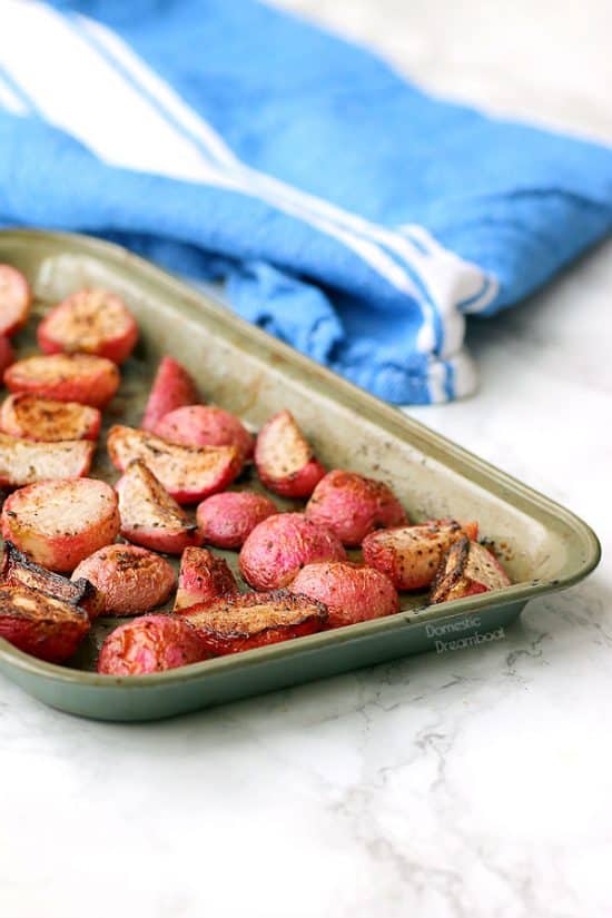 Anchovy Butter Roasted Radishes Domestic Dreamboat