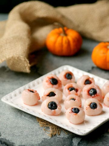 Creepy Halloween Eyeball Snack on plate