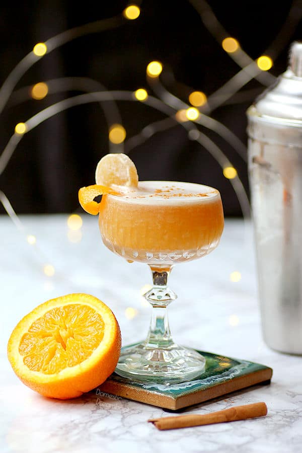 Orange whisky sour cocktail
