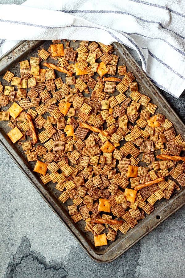 Sweet and Savory Chex Mix overhead