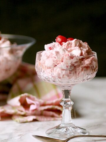 Tropical Cherry Ambrosia in a crystal glass