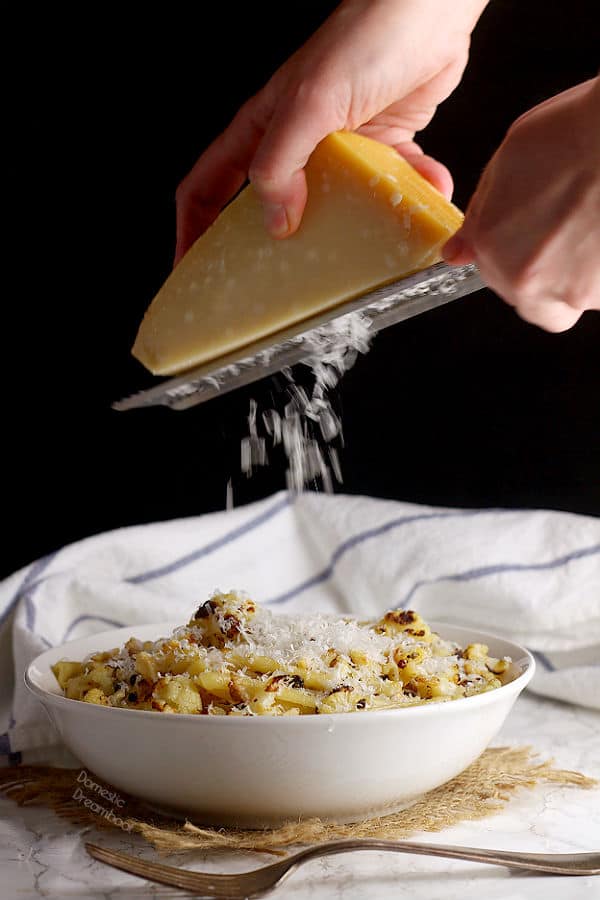 Pasta with Roasted Cauliflower grating cheese