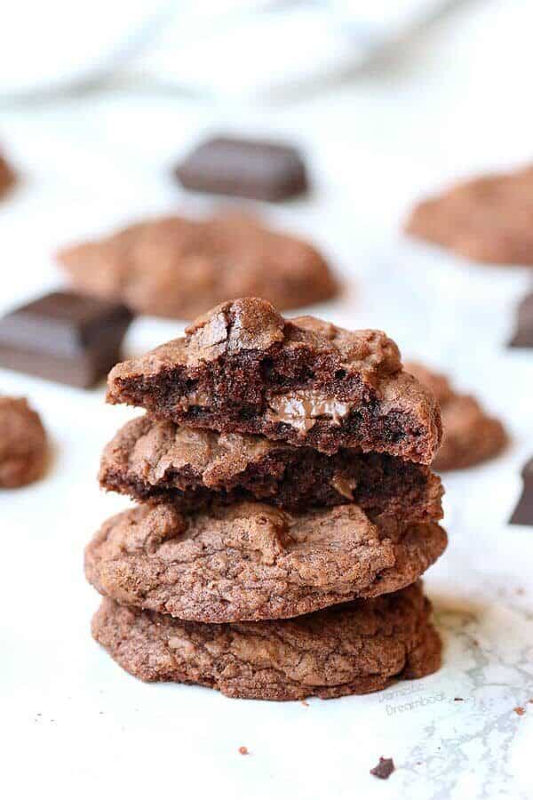 Stack of chocolate mint cookies