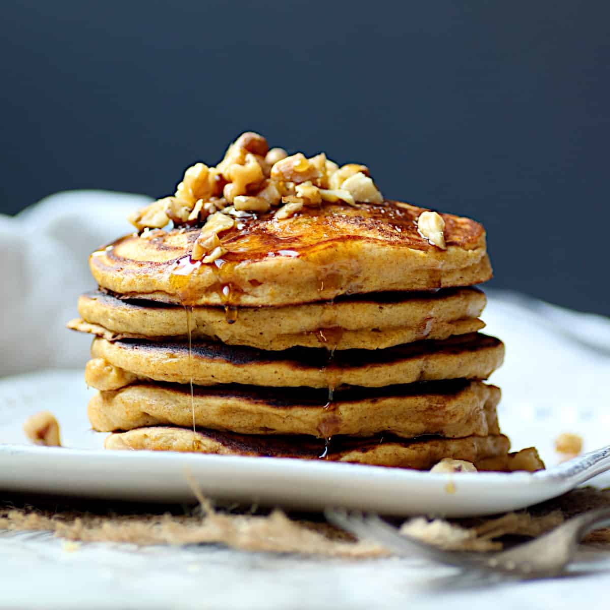 Pumpkin Spice Pancakes with syrup cropped