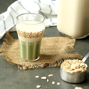 Homemade Oat Milk in glass cropped