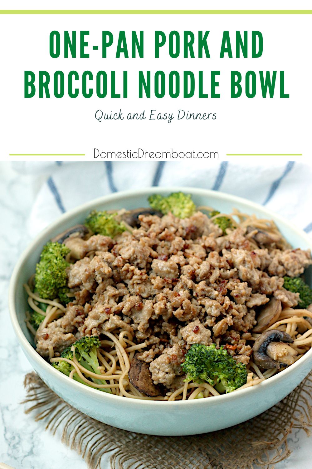 One Pan Pork and Broccoli Noodle Bowl