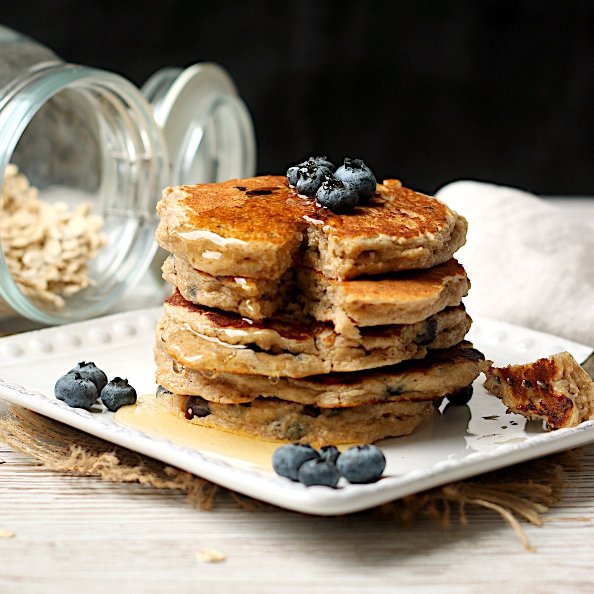 Blueberry Oat Pancakes cut cropped