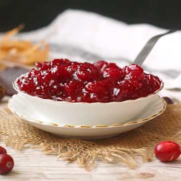 Easy Homemade Cranberry Sauce in a white bowl.