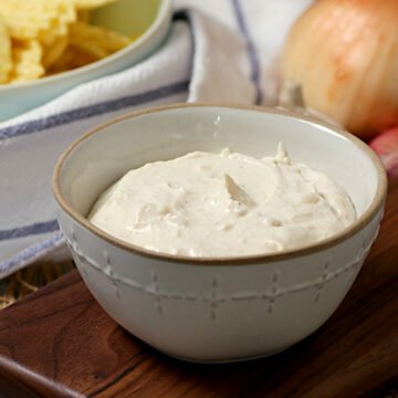 Cottage Cheese Onion Dip Closeup cropped