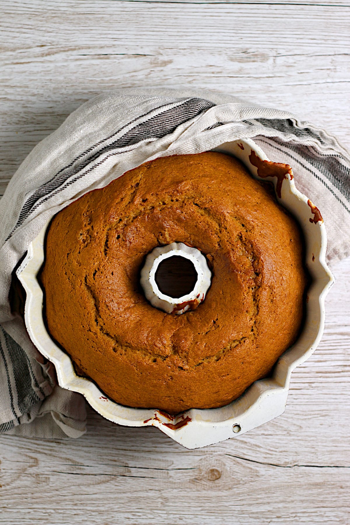 A Pumpkin Spice Bundt Cake in a bundt pan.