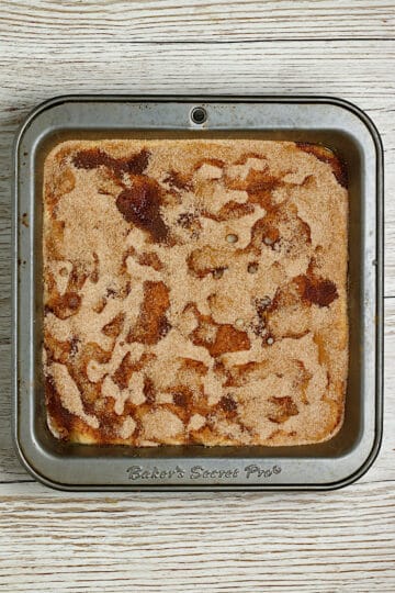 Cinnamon Toast Focaccia in a baking pan before baking.