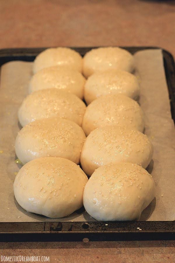 Hamburger buns buns after rising