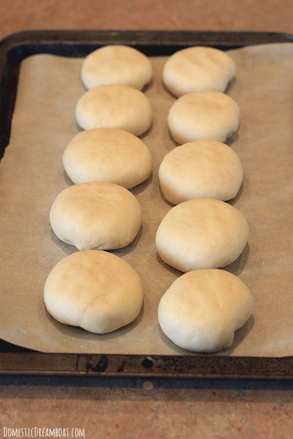 Hamburger buns buns before rising