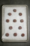 Double Chocolate Cookie Dough balls on baking sheet web