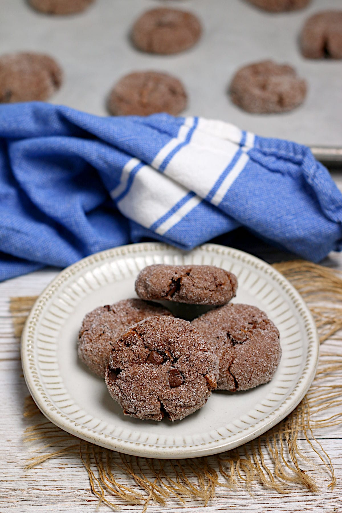 Vegan Double Chocolate Cookies on a plate.