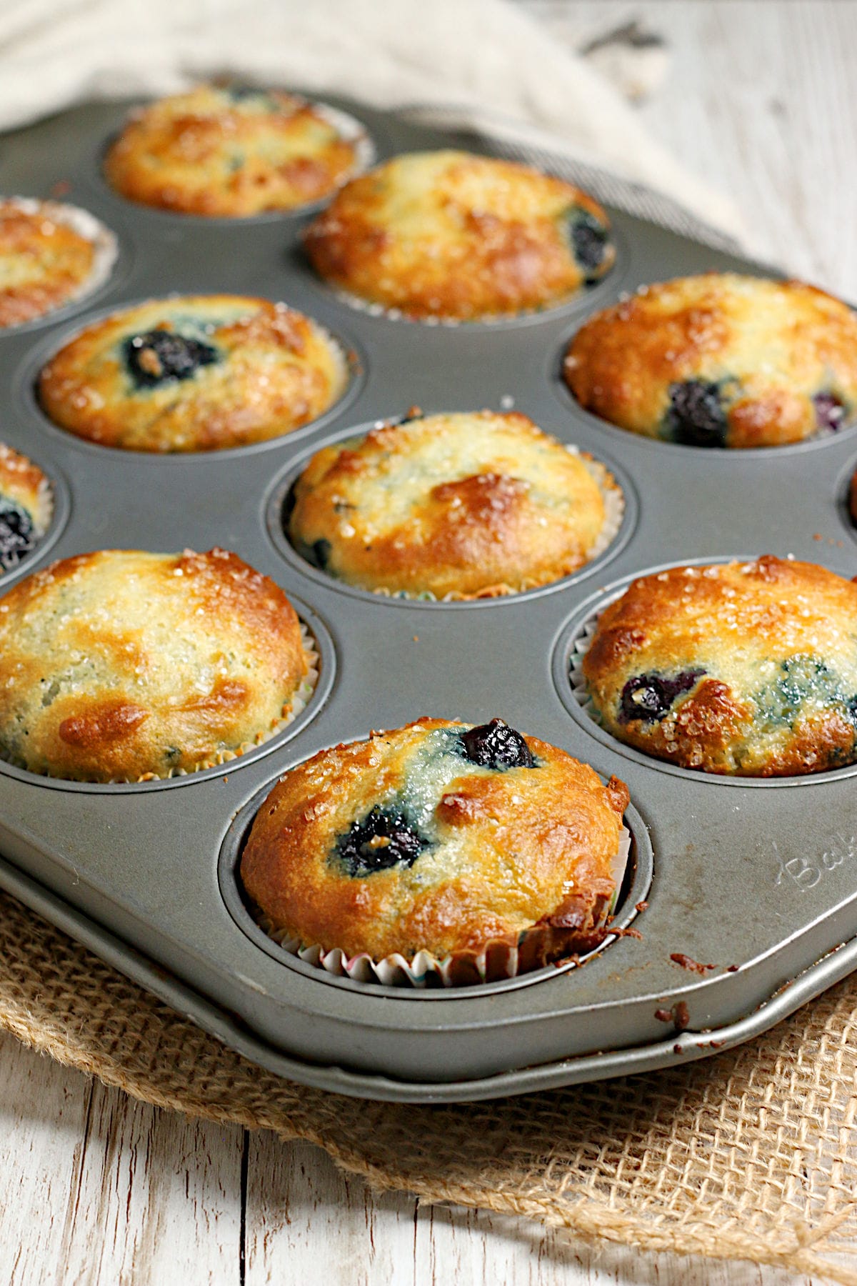 Blueberry Greek Yogurt Muffins Blueberry Greek Yogurt Muffins in a muffin pan.